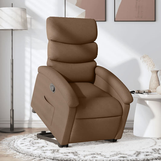 Recliner chair with stand-up aid brown fabric