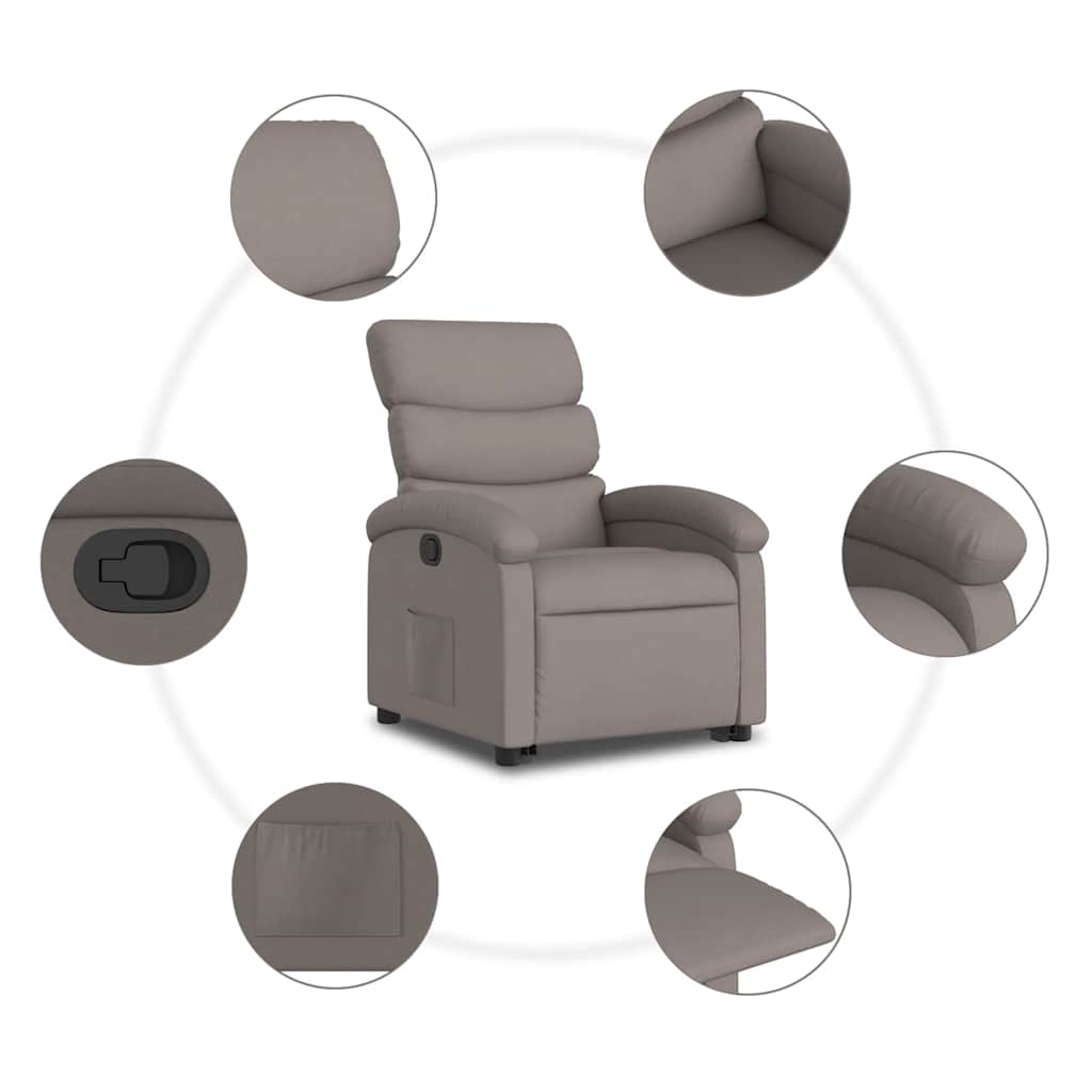 Relaxsessel mit Aufstehhilfe Taupe Stoff