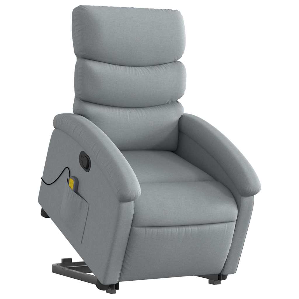 Massagesessel mit Aufstehhilfe Hellgrau Stoff