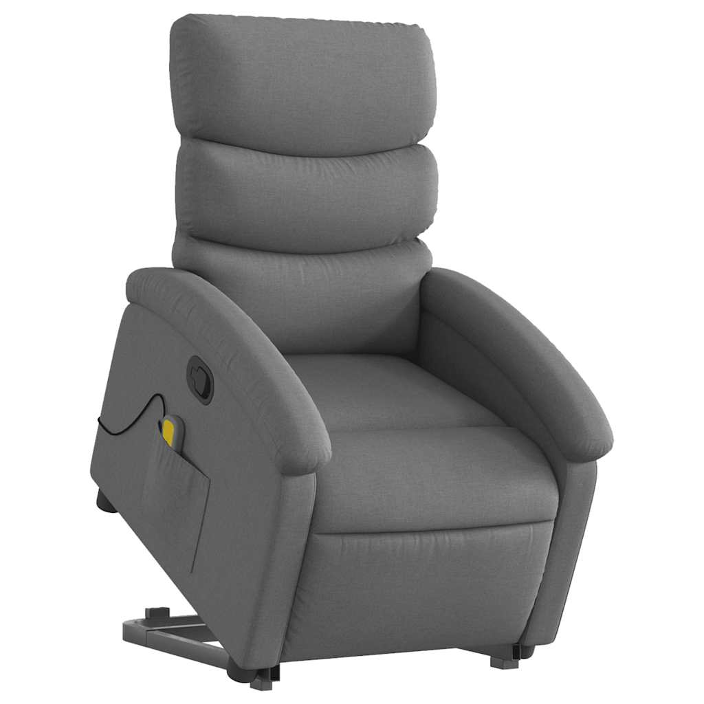 Massagesessel mit Aufstehhilfe Dunkelgrau Stoff