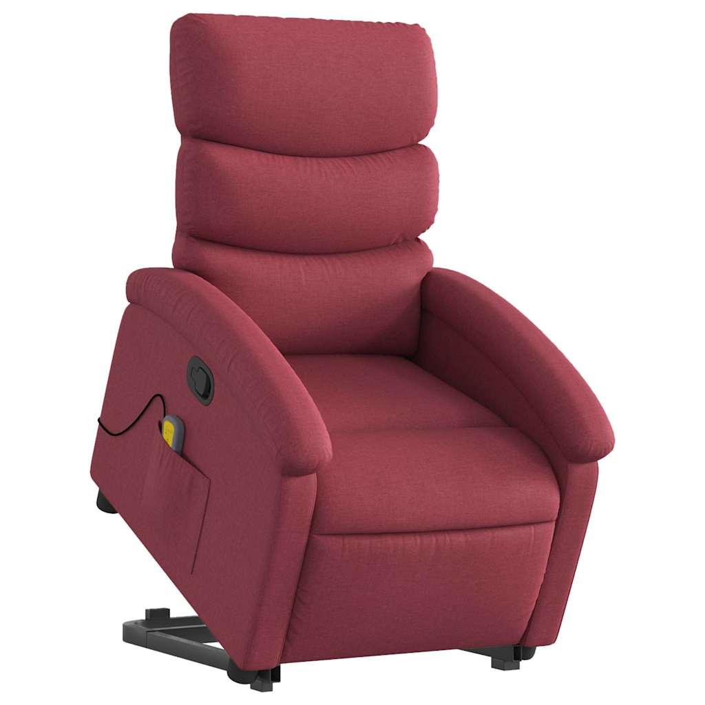 Massagesessel mit Aufstehhilfe Weinrot Stoff