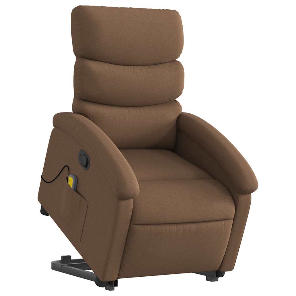 Massagesessel mit Aufstehhilfe Braun Stoff
