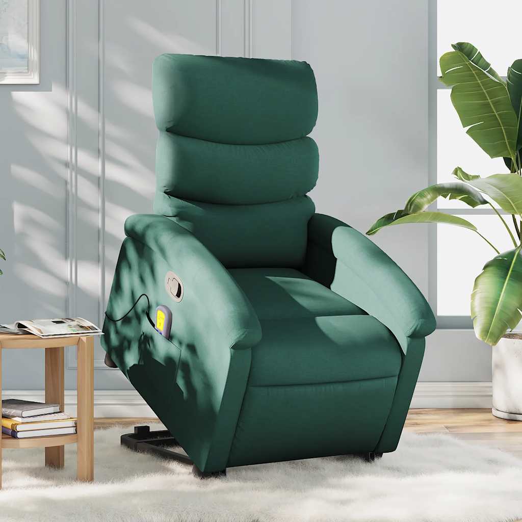 Massage chair with stand-up aid dark green fabric