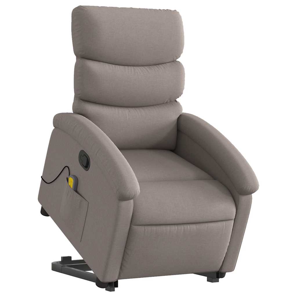 Massagesessel mit Aufstehhilfe Taupe Stoff