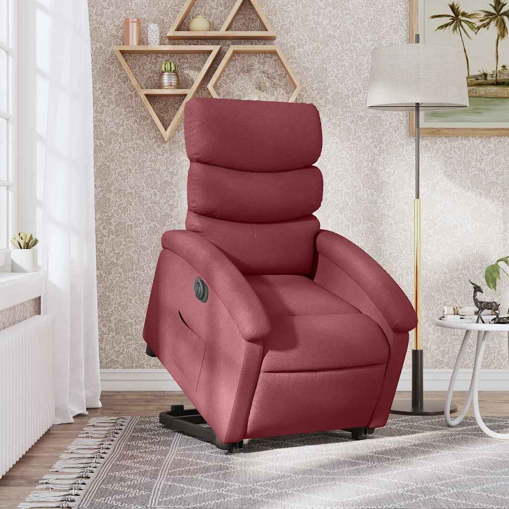 Relaxsessel mit Aufstehhilfe Elektrisch Weinrot Stoff
