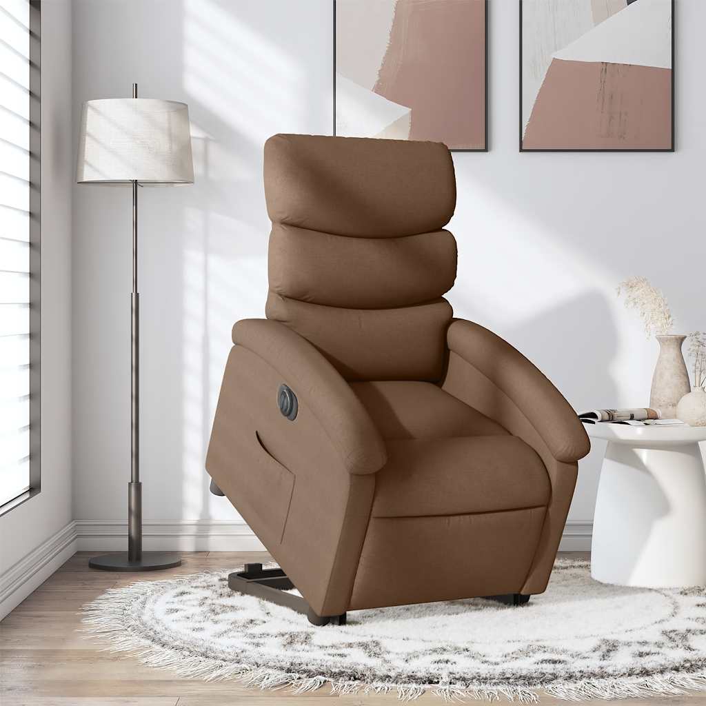 Relaxsessel mit Aufstehhilfe Elektrisch Braun Stoff