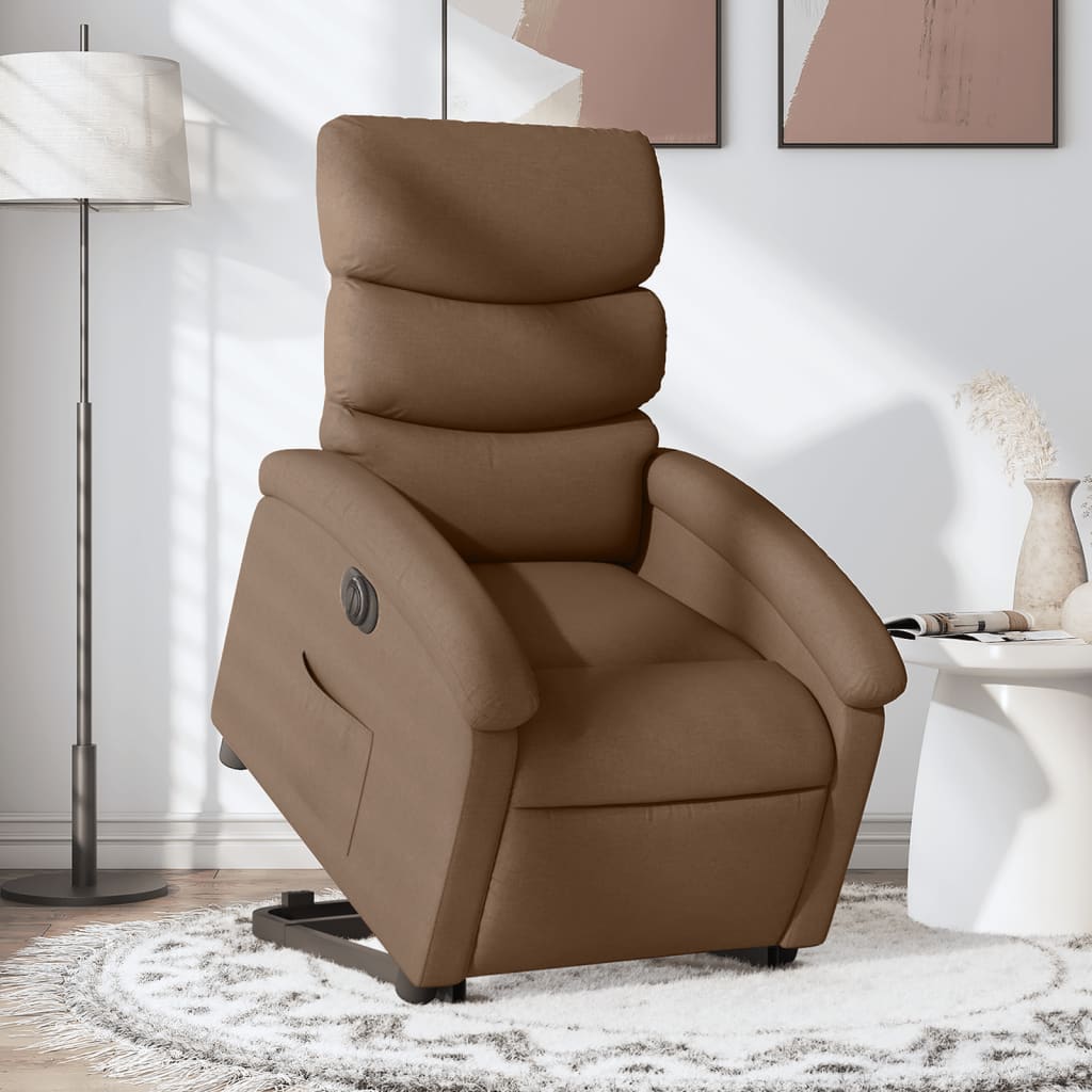 Fauteuil inclinable avec releveur électrique, tissu marron