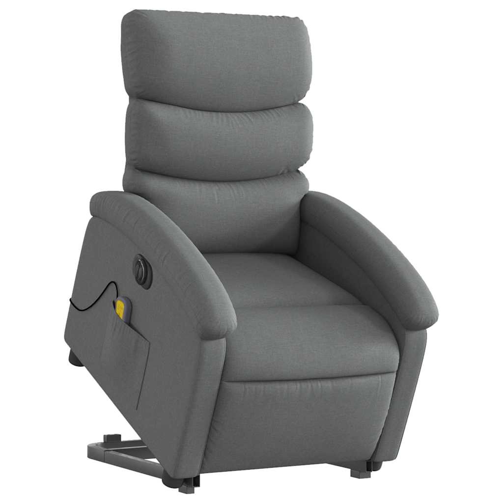 Elektrischer Massagesessel mit Aufstehhilfe Dunkelgrau Stoff