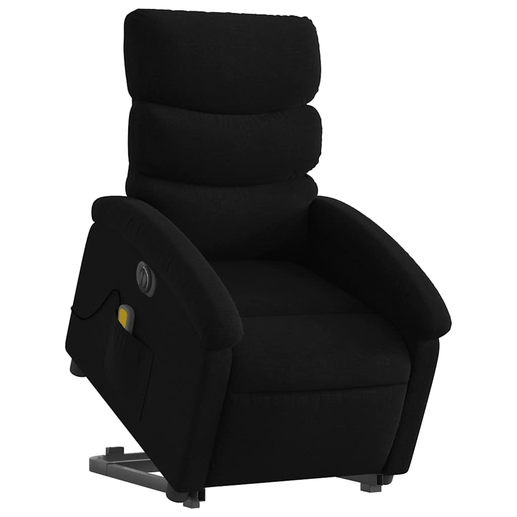 Elektrischer Massagesessel mit Aufstehhilfe Schwarz Stoff