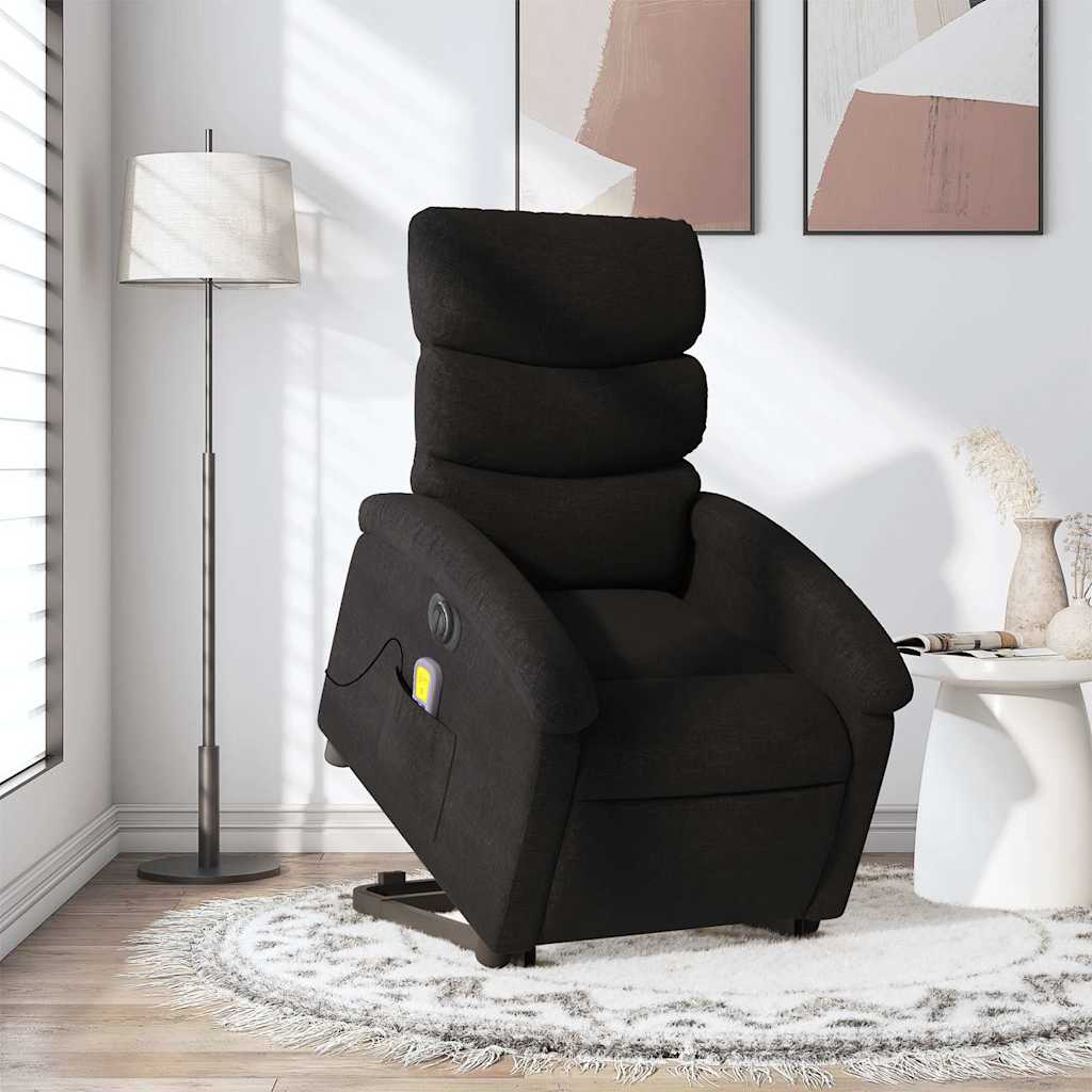Elektrischer Massagesessel mit Aufstehhilfe Schwarz Stoff