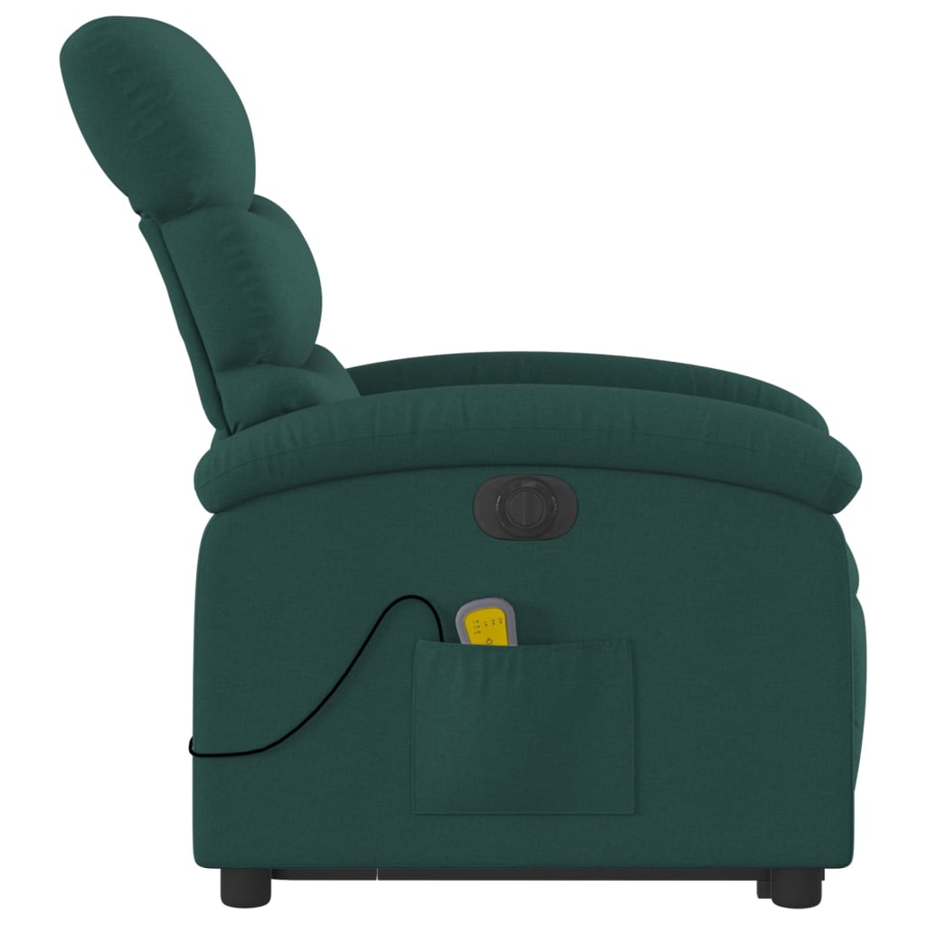 Electric massage chair with stand-up aid dark green fabric