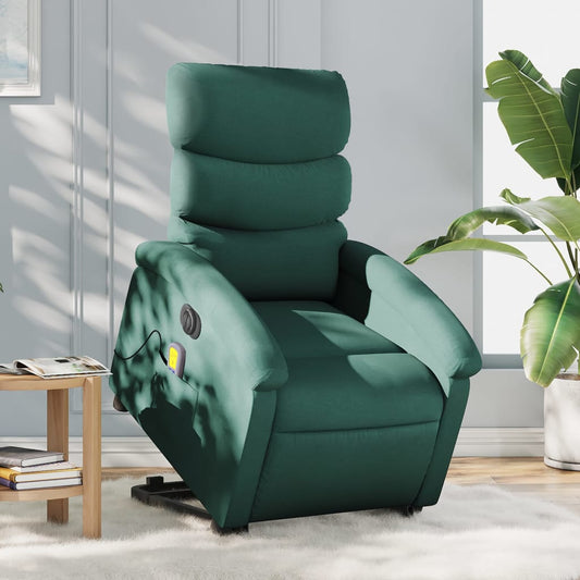 Electric massage chair with stand-up aid dark green fabric