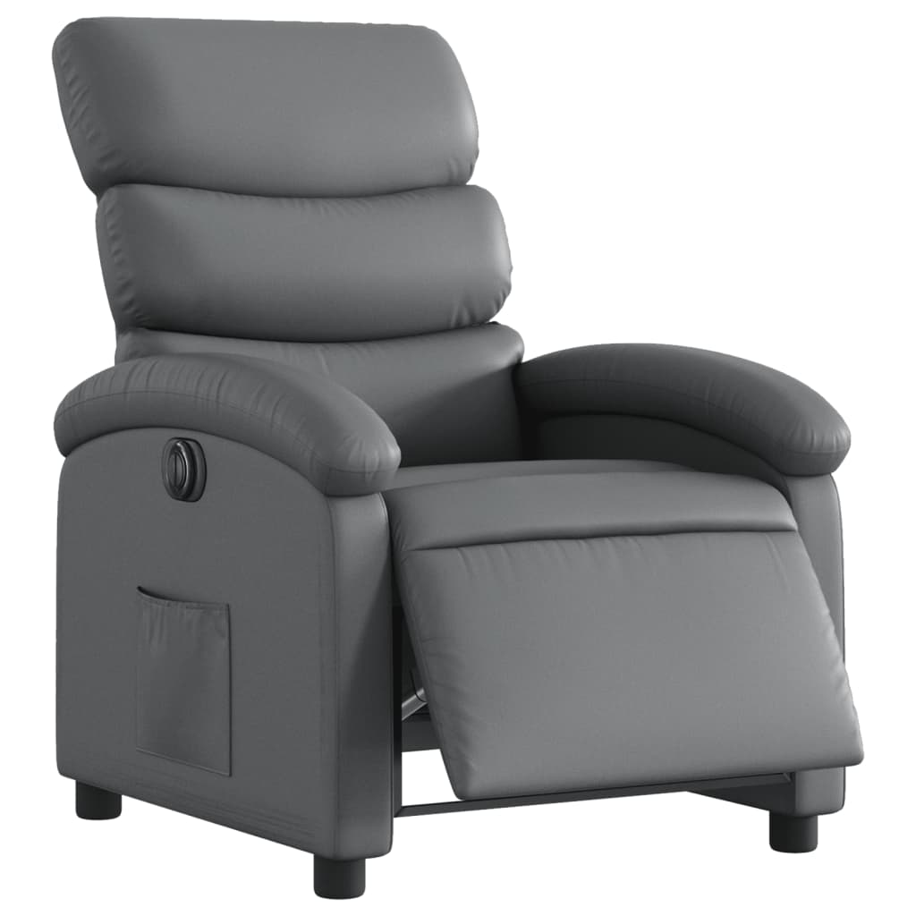 Fauteuil inclinable électrique en similicuir gris
