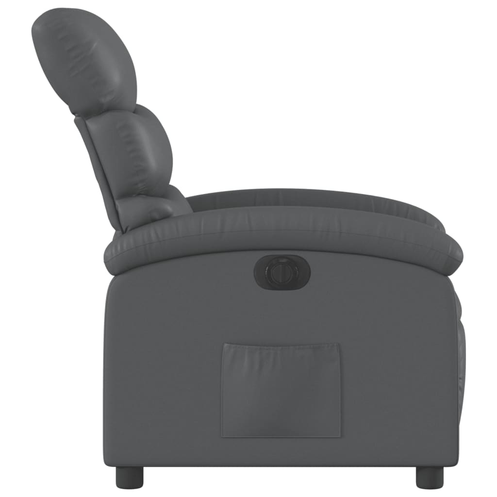 Fauteuil inclinable électrique en similicuir gris