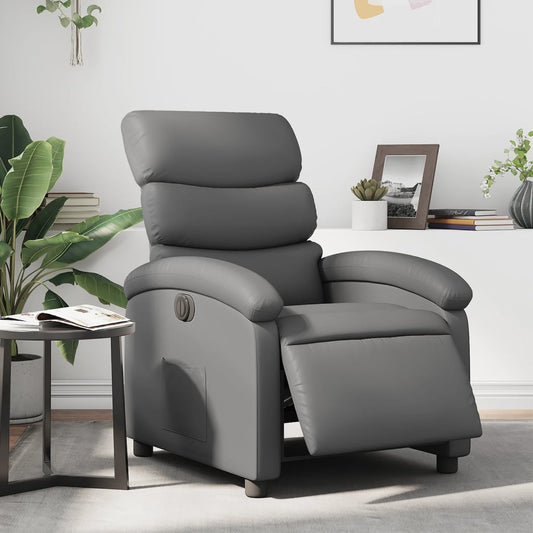 Fauteuil inclinable électrique en similicuir gris