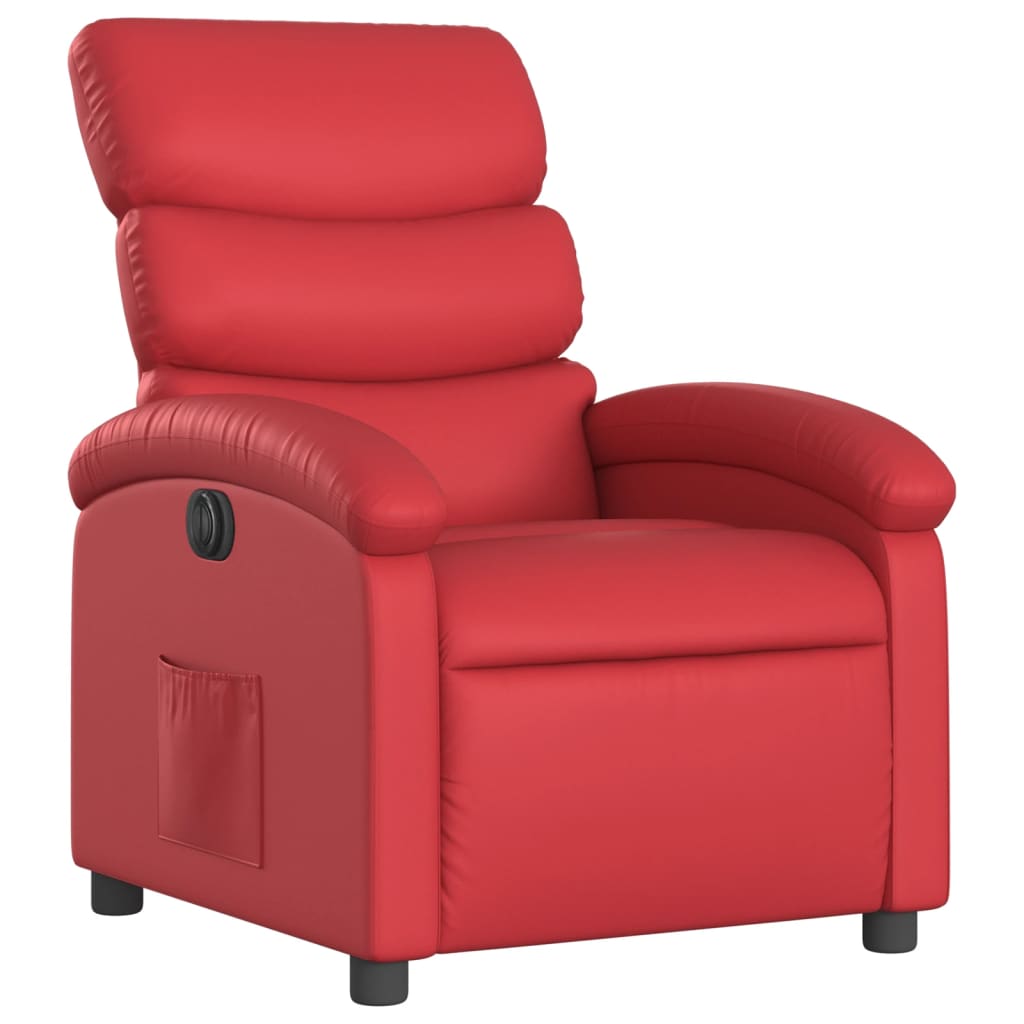 Fauteuil inclinable électrique en similicuir rouge