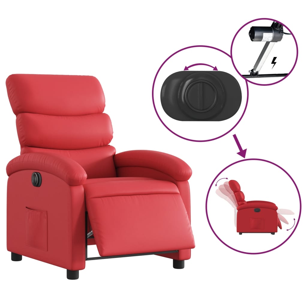 Fauteuil inclinable électrique en similicuir rouge