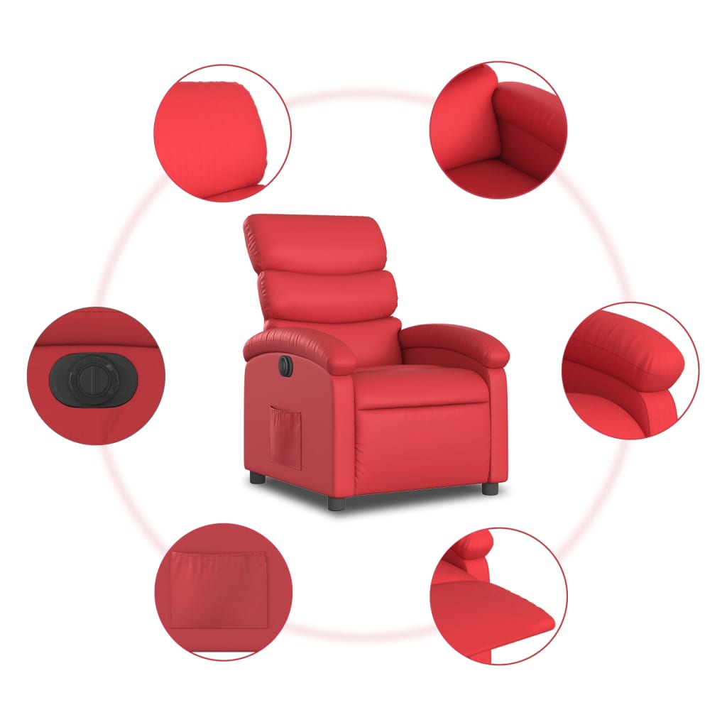 Fauteuil inclinable électrique en similicuir rouge