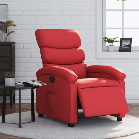 Electric recliner chair red faux leather