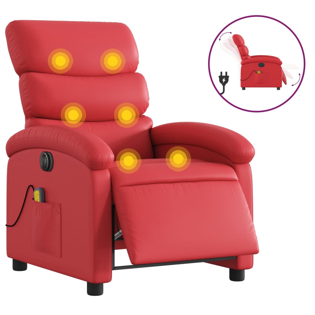 Fauteuil de massage électrique en similicuir rouge