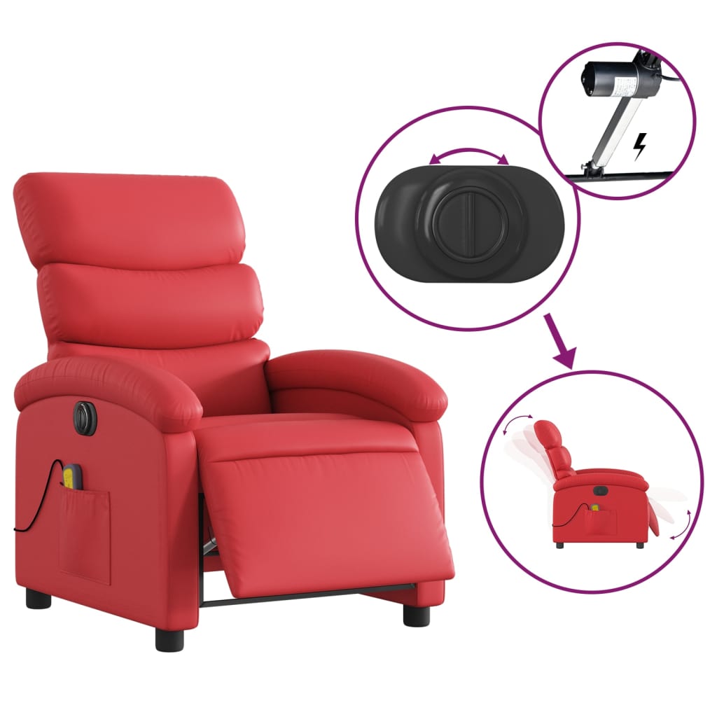 Fauteuil de massage électrique en similicuir rouge
