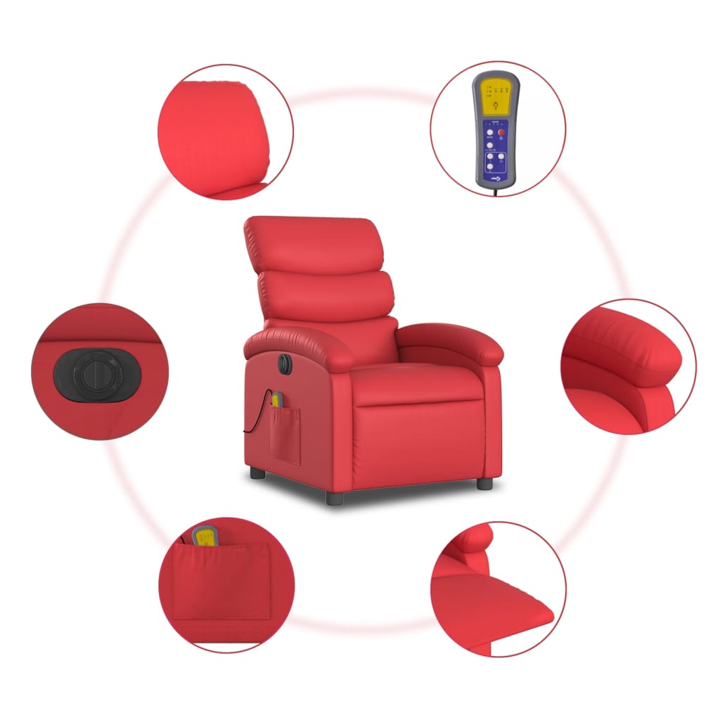 Fauteuil de massage électrique en similicuir rouge