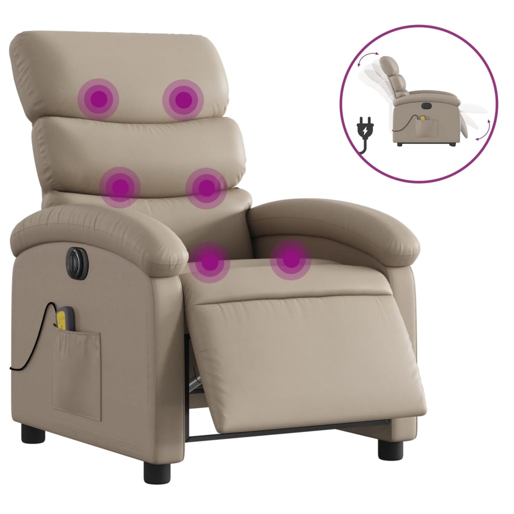 Electric massage chair cappuccino brown imitation leather