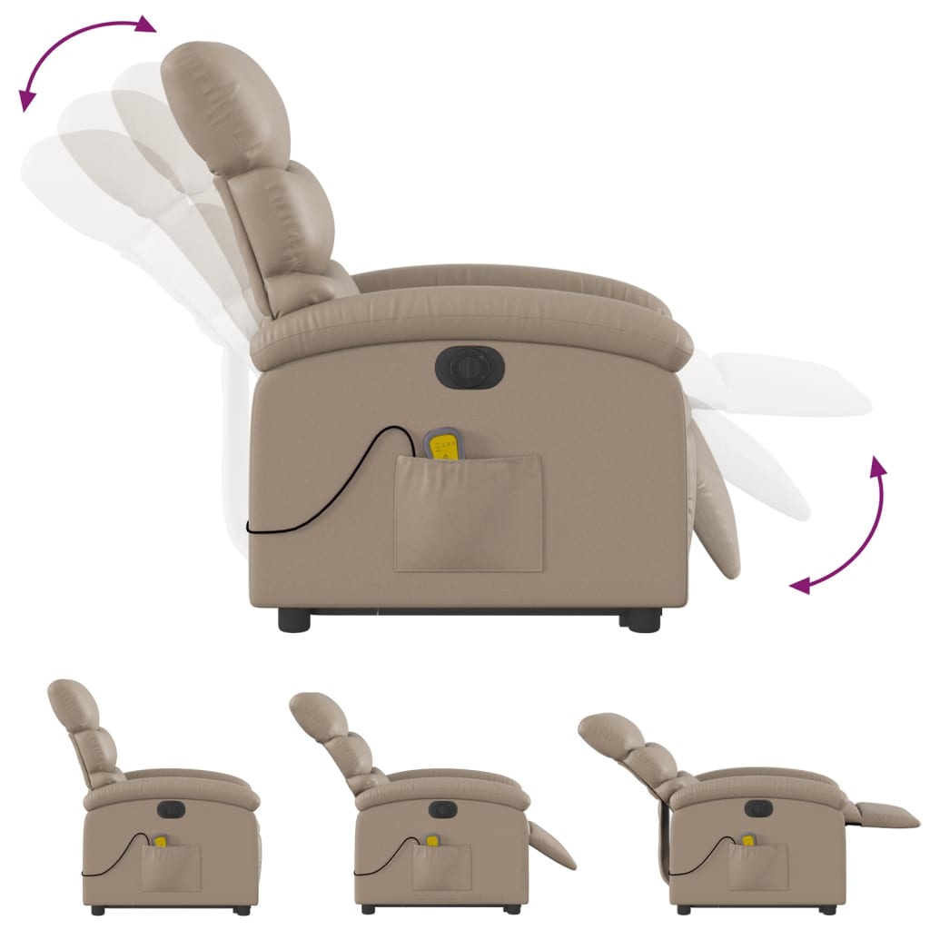 Electric massage chair cappuccino brown imitation leather