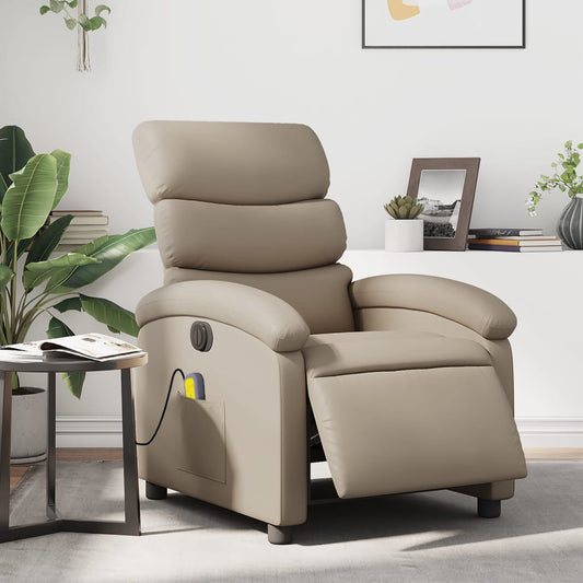 Electric massage chair cappuccino brown imitation leather
