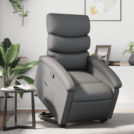 Fauteuil inclinable avec aide à la verticalisation, similicuir gris