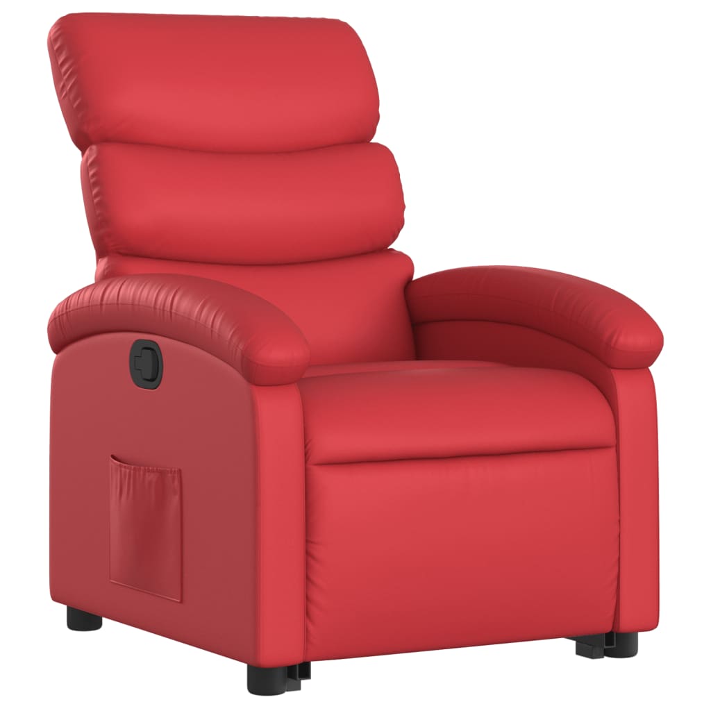 Fauteuil inclinable avec aide à la verticalisation, rouge, similicuir