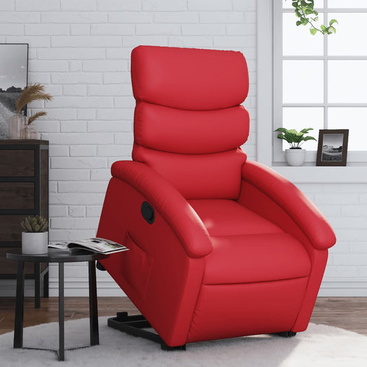 Fauteuil inclinable avec aide à la verticalisation, rouge, similicuir