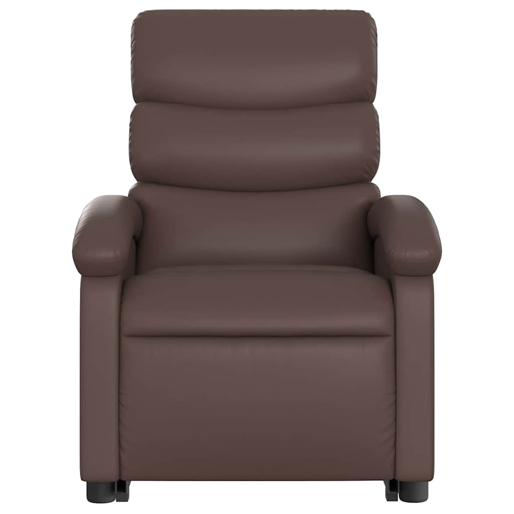 Massagesessel mit Aufstehhilfe Braun Kunstleder