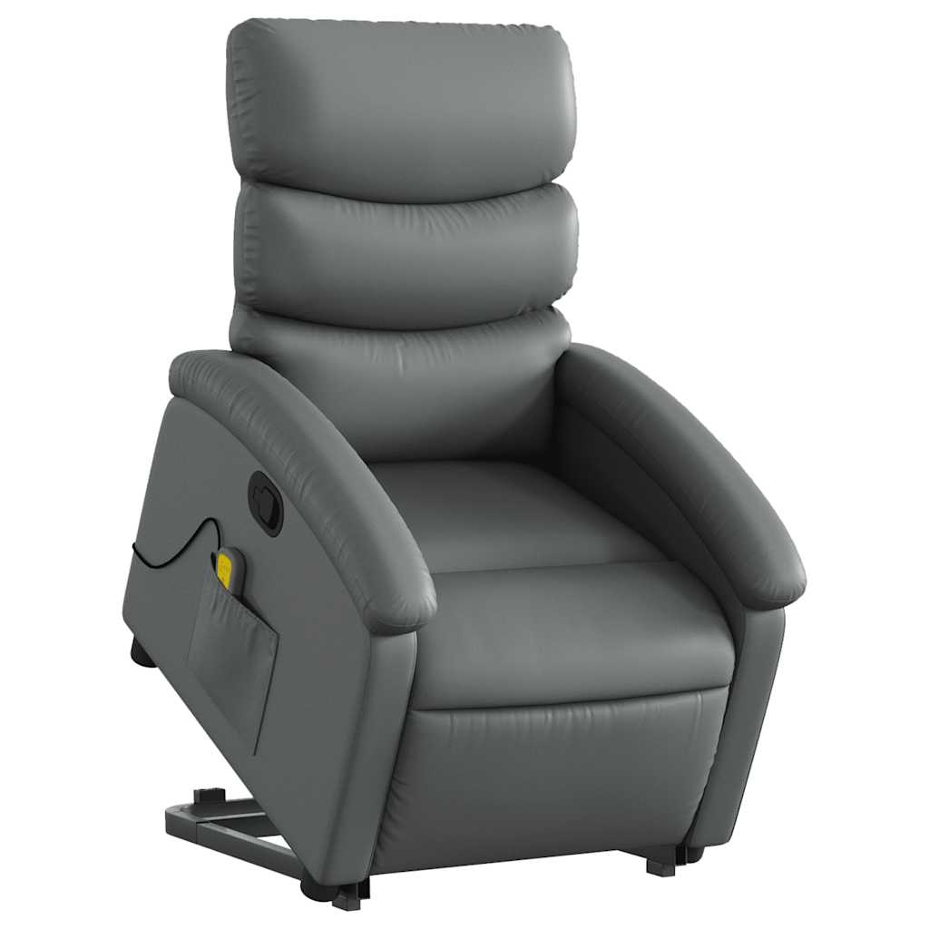Massagesessel mit Aufstehhilfe Grau Kunstleder