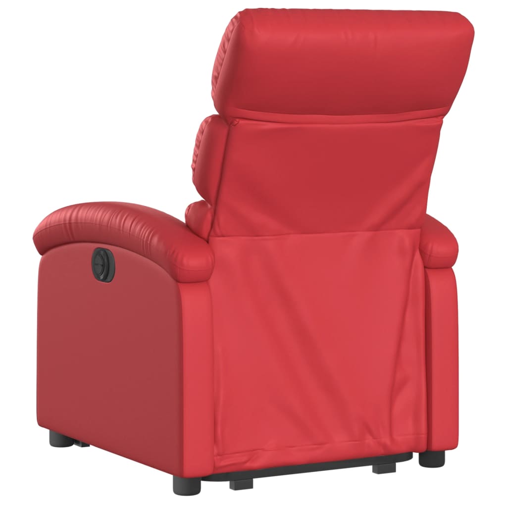 Massage chair with stand-up aid red artificial leather