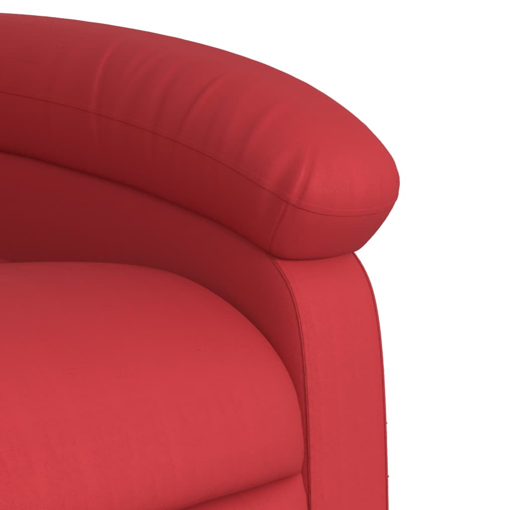 Massage chair with stand-up aid red artificial leather
