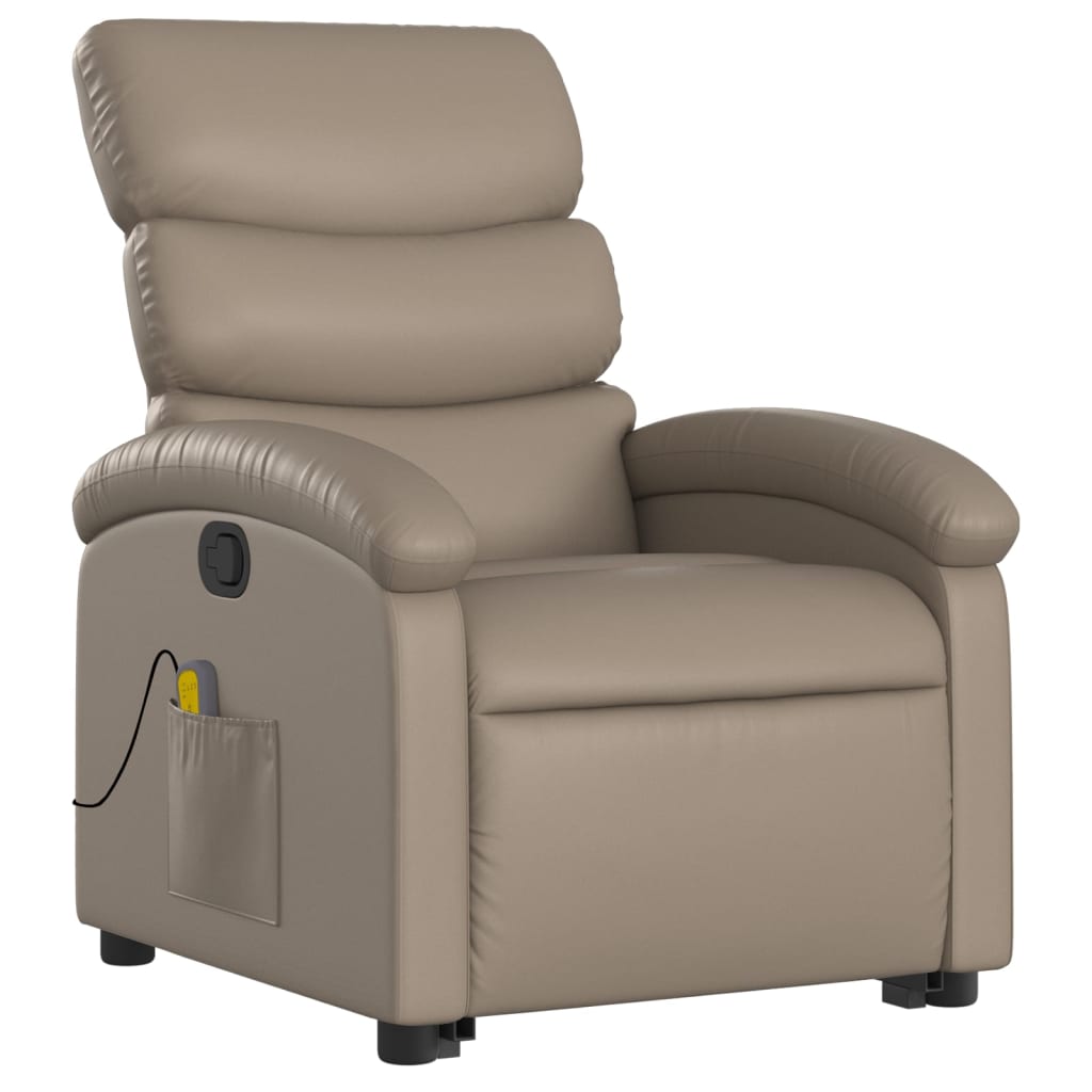 Fauteuil de massage avec aide à la verticalisation, marron cappuccino, cuir artificiel