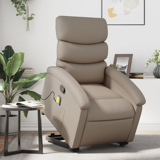 Fauteuil de massage avec aide à la verticalisation, marron cappuccino, cuir artificiel