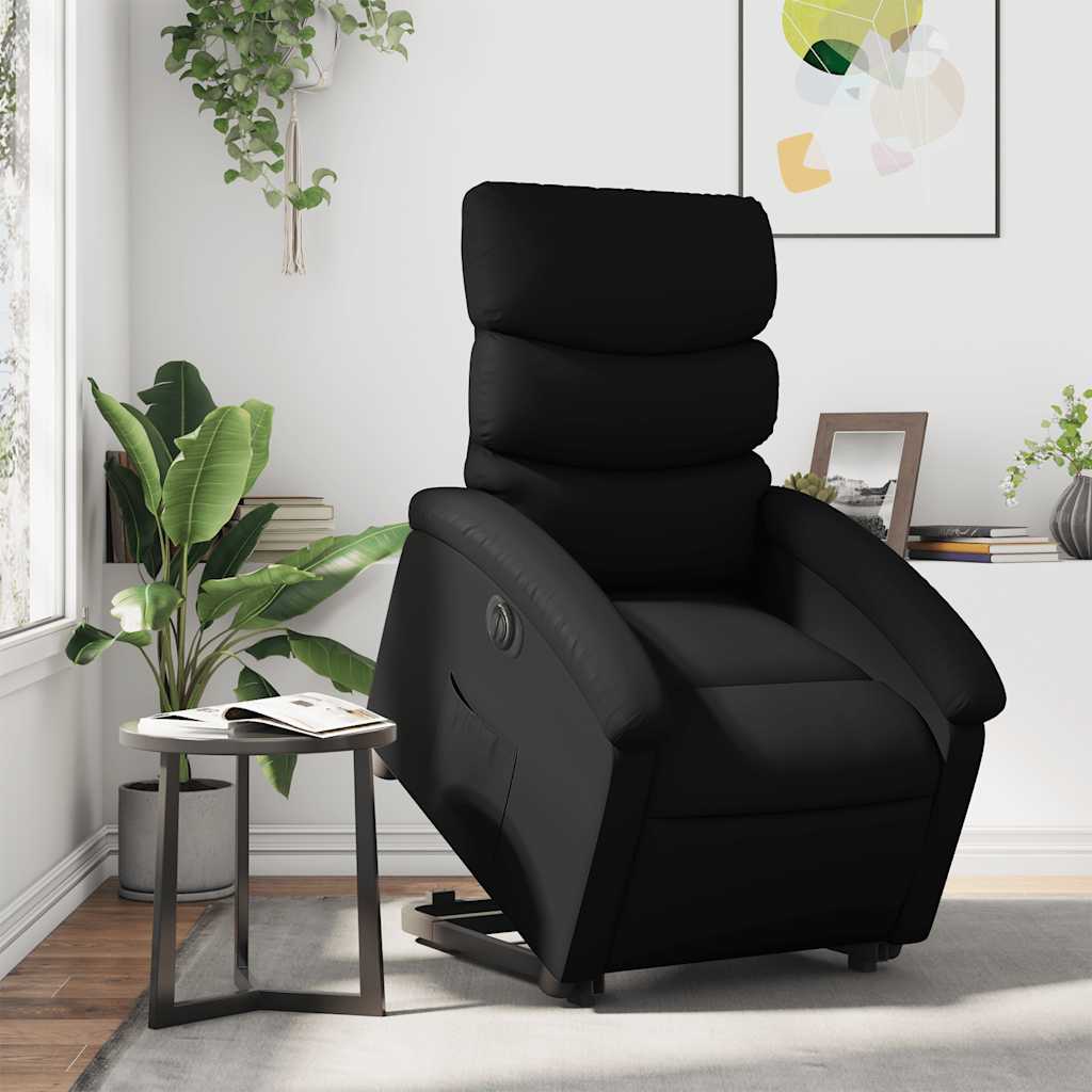 Relaxsessel mit Aufstehhilfe Elektrisch Schwarz Kunstleder