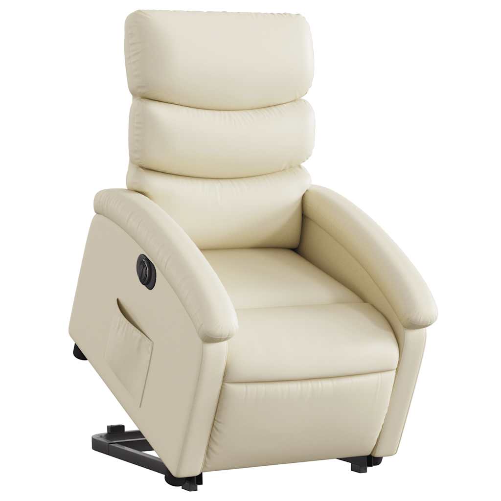 Relaxsessel mit Aufstehhilfe Elektrisch Creme Kunstleder