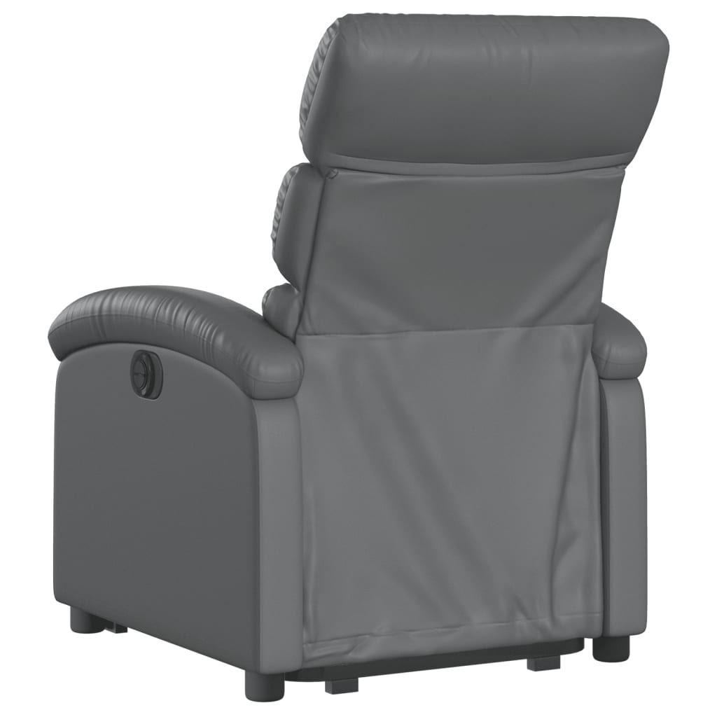 Recliner chair with electric stand-up aid, grey, artificial leather