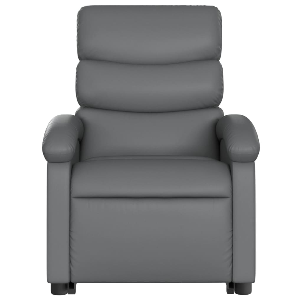 Recliner chair with electric stand-up aid, grey, artificial leather