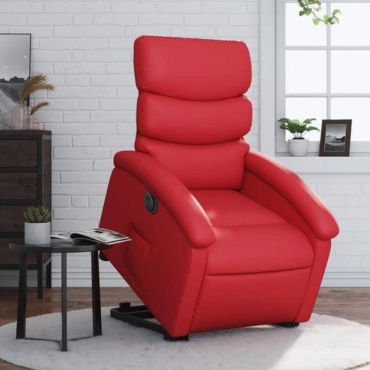 Fauteuil relax avec releveur électrique, rouge, simili cuir