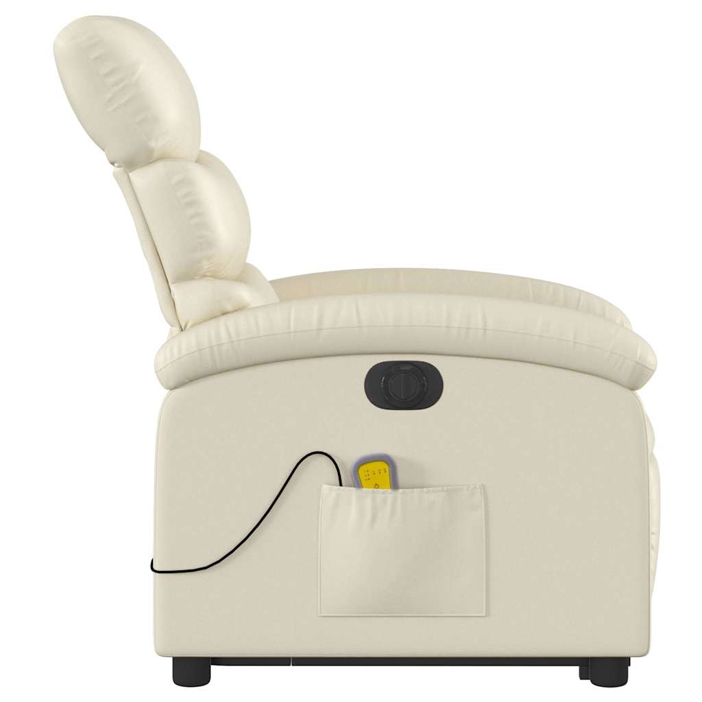 Massagesessel mit Aufstehhilfe Elektrisch Creme Kunstleder