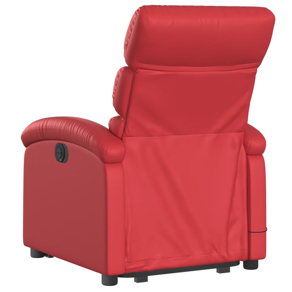 Fauteuil de massage avec aide électrique au verticalisation, rouge, cuir artificiel