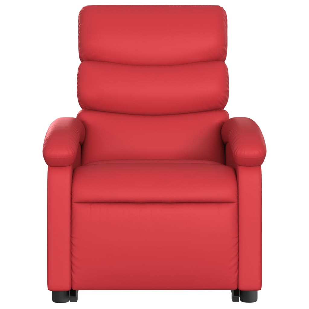 Fauteuil de massage avec aide électrique au verticalisation, rouge, cuir artificiel