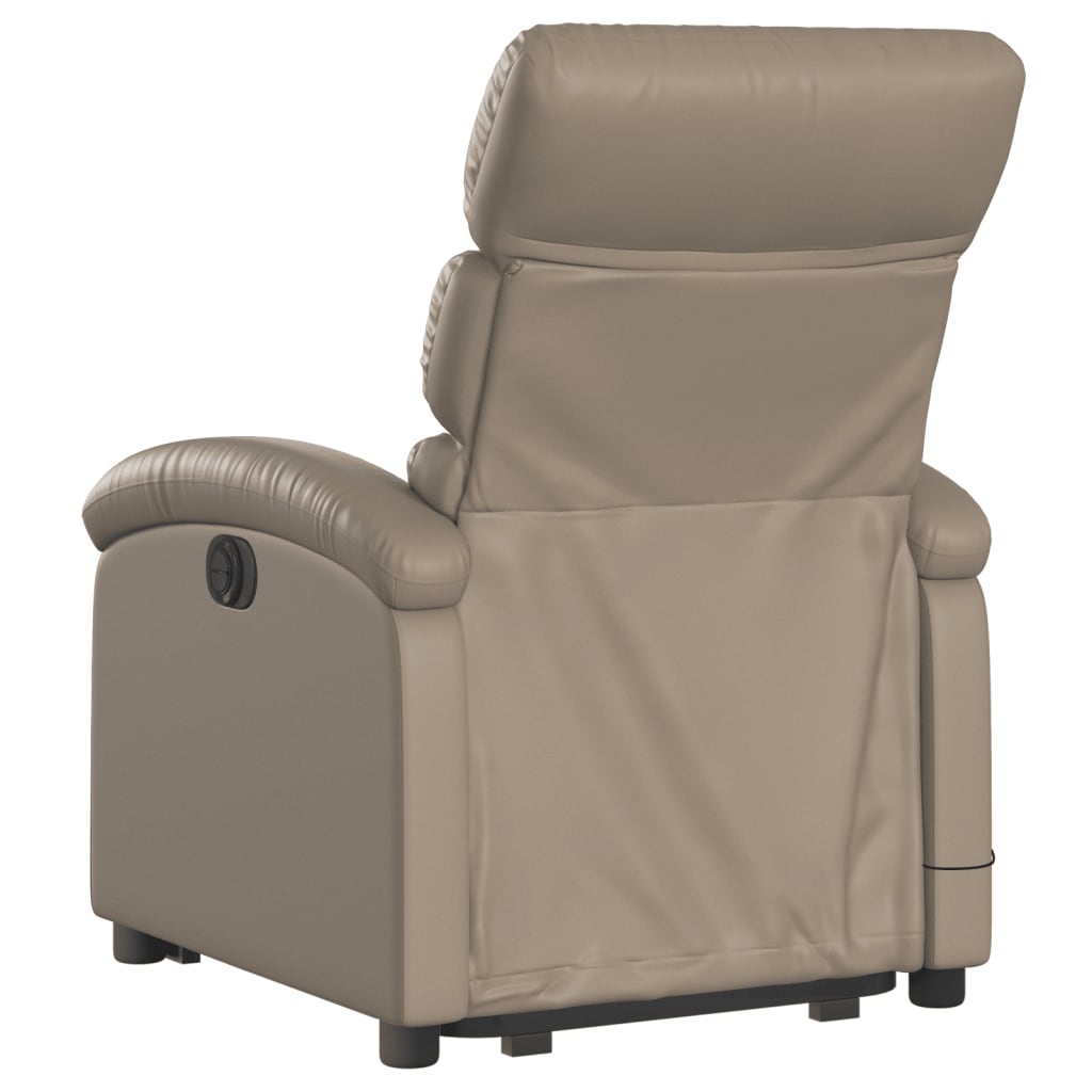 Massage chair with electric stand-up aid, cappuccino, artificial leather
