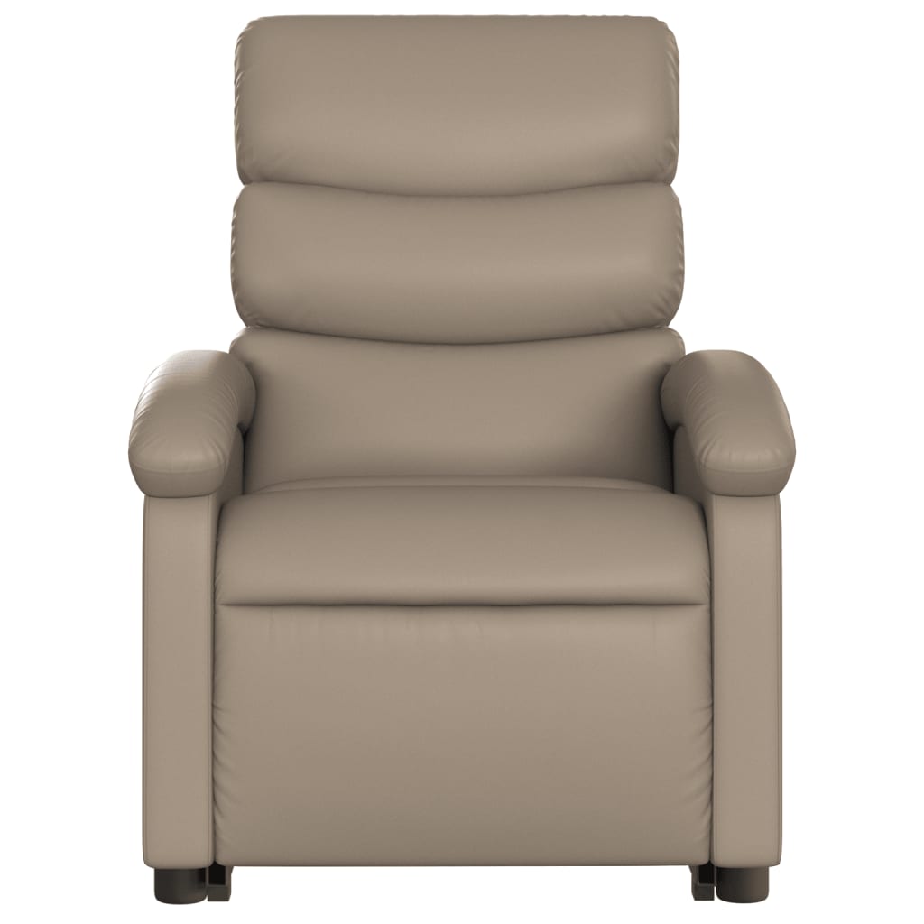 Massage chair with electric stand-up aid, cappuccino, artificial leather