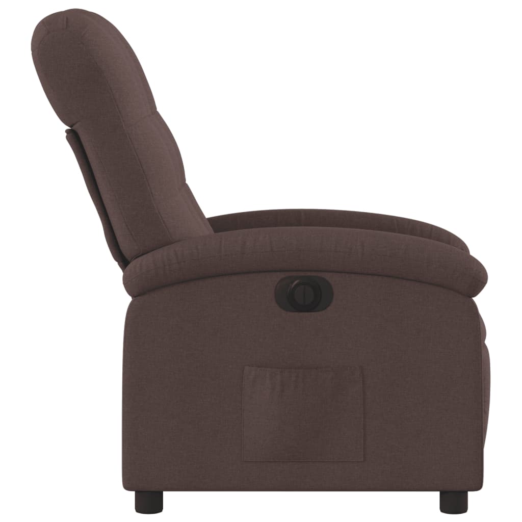 Fauteuil inclinable électrique en tissu marron foncé
