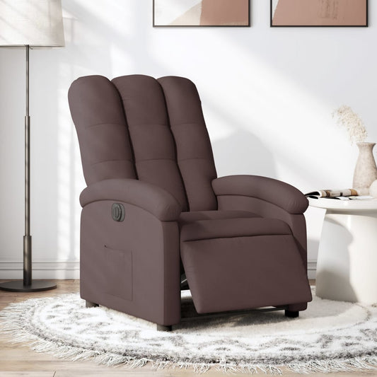 Fauteuil inclinable électrique en tissu marron foncé